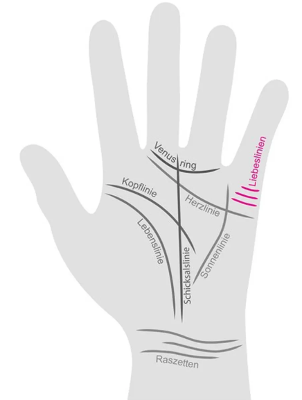 Die Liebeslinien in der Handfläche